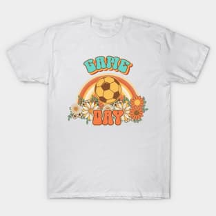 Groovy Soccer mom Retro game day  gift for funny mother Vintage floral pattern T-Shirt